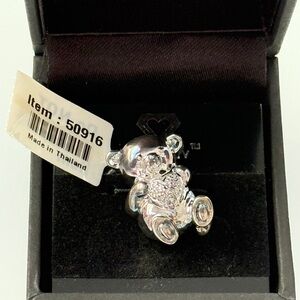 Silver Tone Teddy Bear Brooch Pin